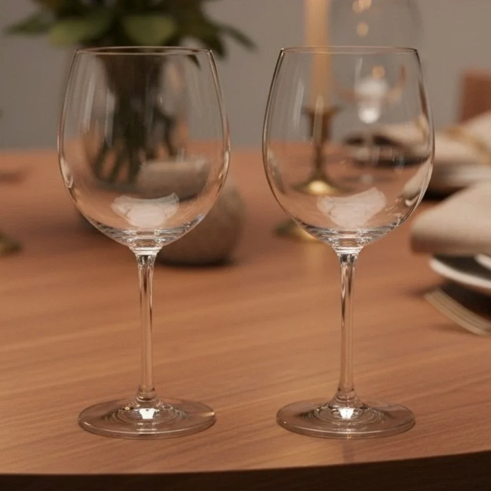 Lenox Candleglow Lead Crystal Wine Goblets, Set of 2, Vintage Clear Cut Stemware